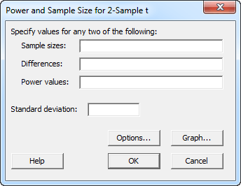 power sample size dialog